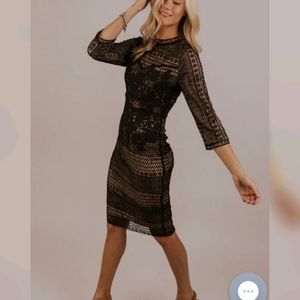 Roolee XXL black 3/4 sleeve lace dress